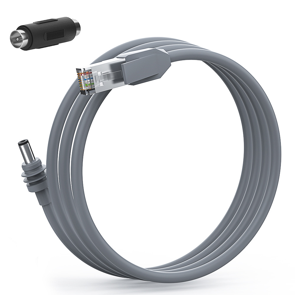 DC to RJ45 Cable with Transparent Crystal Head