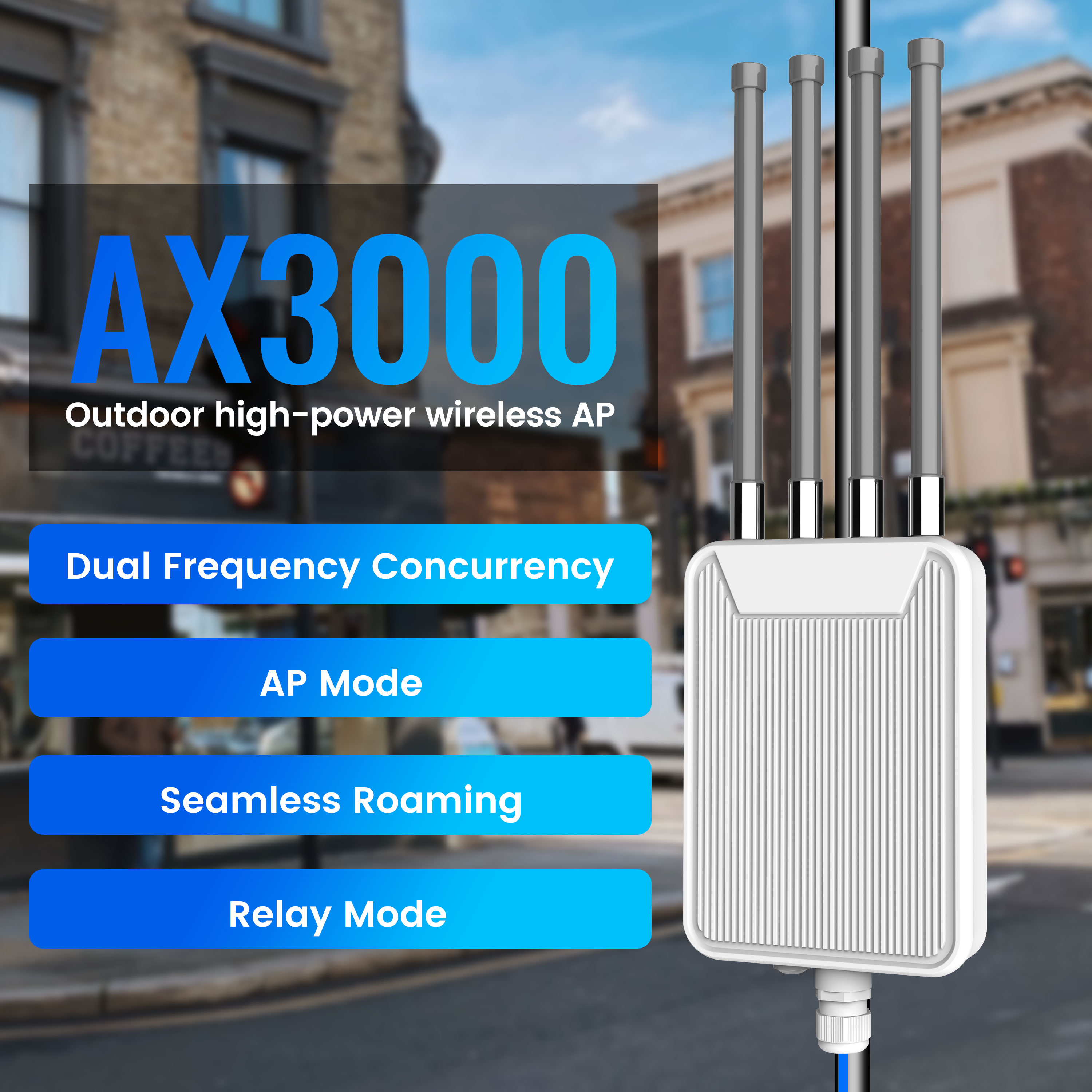 600 Meters IP67 Waterproof 3000M WiFi6 Outdoor AP